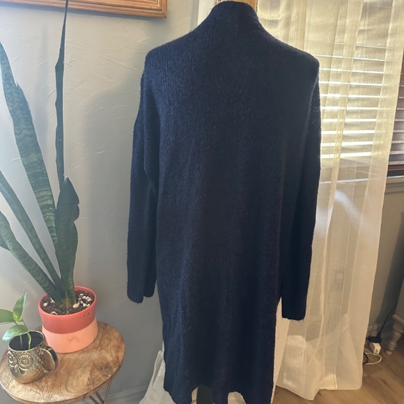 Women's Long Sleeve Open Front H&M Cardigan Sweater Size L Navy Blue Open Front - Picture 3 of 7